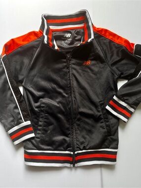New Balance Toddler Track Jacket Black Orange White Full Zip EUC 4T